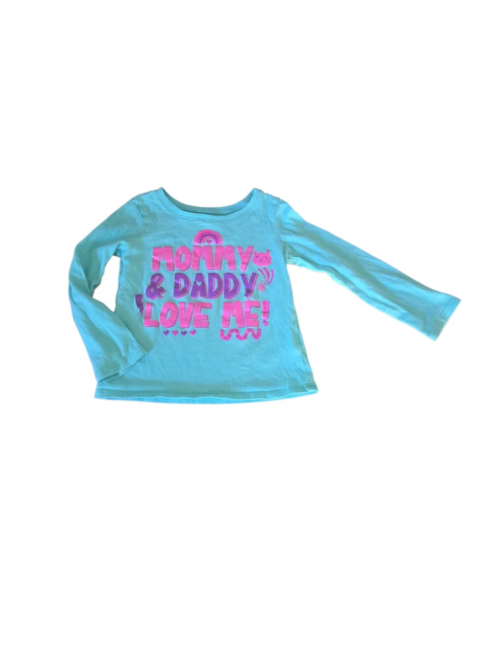 The Children's Place 3t Cat Aqua Long Sleeve Tee Pink Graphic Mommy Love Me